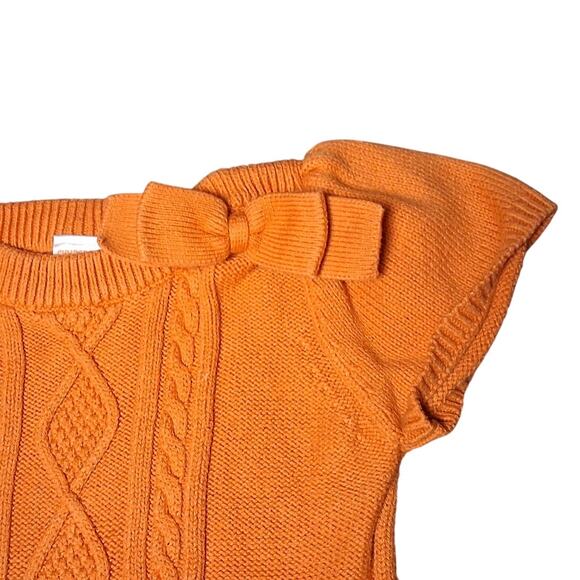 Vintage Girls Size 7 Cotton Blend Orange Sweater Dress Bow Fall Autumn Family - Picture 4 of 7